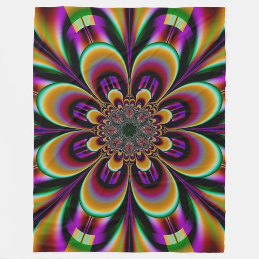 Paarse Dream Fractal Flower Fleece Deken (Voorkant)