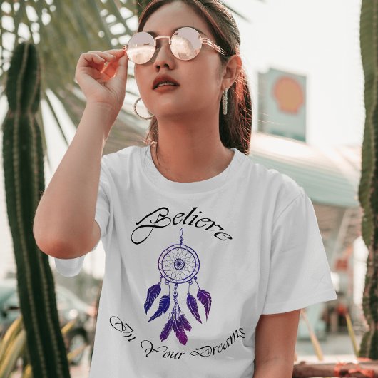 paarse DreamCatcher Geloof in je droom T-shirt