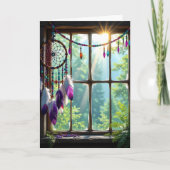  Paarse Dreamcatcher in venster Verjaardag Kaart (Voorkant)