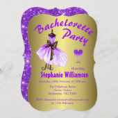 Paarse Dress en Glitter Bachelorette Party Kaart (Voorkant / Achterkant)