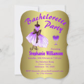 Paarse Dress en Glitter Bachelorette Party Kaart (Voorkant)