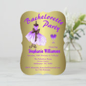Paarse Dress en Glitter Bachelorette Party Kaart (Staand voorkant)