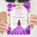 Paarse dress en Roos Charra Mexican XV Anos Kaart<br><div class="desc">Paarse Dress & Roos Charra Mexican XV Anos Invitation Mis Quince Anos,  15e verjaardag</div>