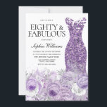 Paarse Dress Floral 80 Fabulous 80th Birthday Kaart<br><div class="desc">Paarse Dress Floral 80th Fabulous 80th Birthday Invitation Zie passend collectie in Niche en Nest Store</div>