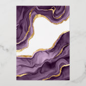 Paarse dress Floral Butterfly Quinceanera Gold Folie Uitnodiging (Achterkant)