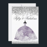 Paarse dress Glitter 50th Birthday Invite Kaart<br><div class="desc">Paarse dress Glitter 50th Birthday Nodig elegante Glitter Dress Zie passend collectie in Niche en Nest Store</div>