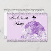Paarse Dress Glitter Bachelorette Kaart (Voorkant / Achterkant)