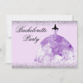 Paarse Dress Glitter Bachelorette Kaart (Voorkant)