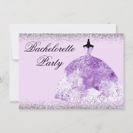 Paarse Dress Glitter Bachelorette Kaart (Voorkant)