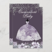 Paarse dress Glitter Dress Quinceanera nodigt u ui Kaart (Voorkant / Achterkant)