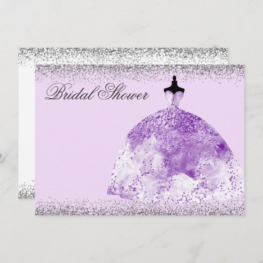 Paarse Dress Glitter-Vrijgezellenfeest Kaart (Voorkant / Achterkant)