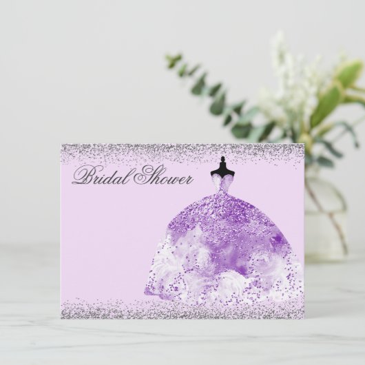 Paarse Dress Glitter-Vrijgezellenfeest Kaart (Staand voorkant)