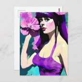 Paarse Dress Woman Briefkaart (Voorkant / Achterkant)