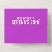 Paarse drie aangepaste foto's 25e verjaardagsfeest all in one uitnodiging (Achterkant)