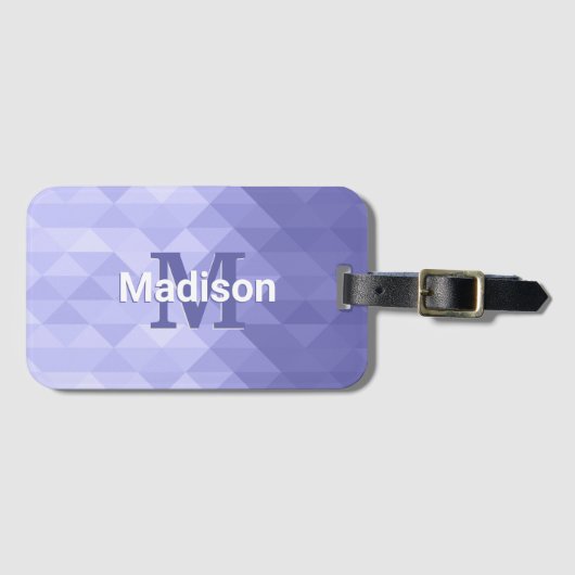 Paarse driehoek geometrie vierkant Monogram Bagagelabel (Voorkant (horizontaal))