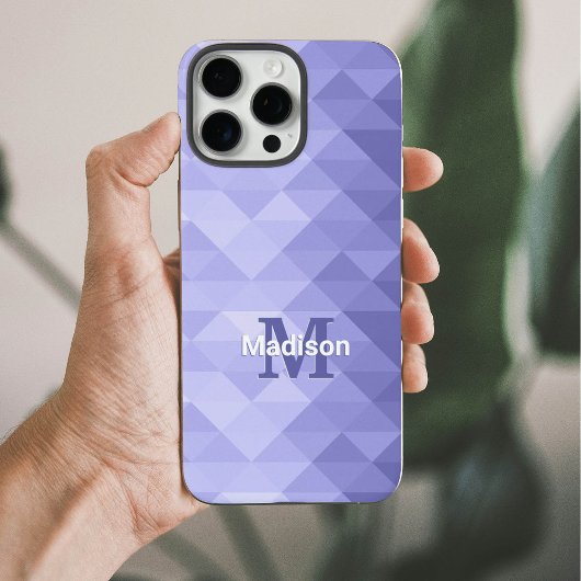 Paarse driehoek geometrie vierkant Monogram Case-Mate iPhone Case