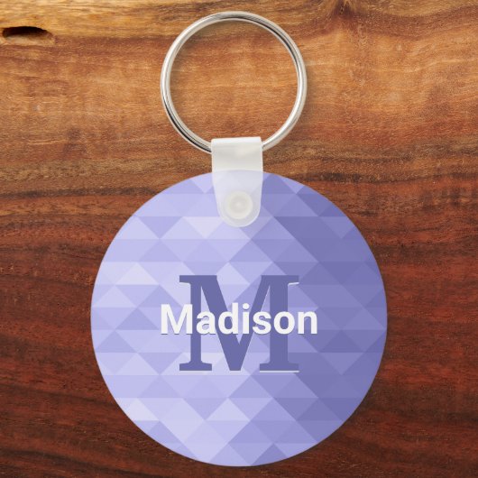 Paarse driehoek geometrie vierkant Monogram Sleutelhanger (Achterkant)