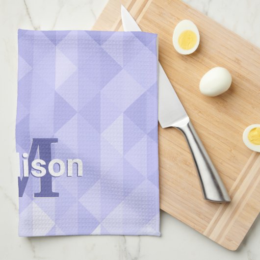 Paarse driehoek geometrie vierkant Monogram Theedoek (Quarter Fold)