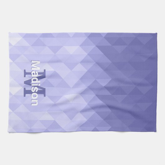 Paarse driehoek geometrie vierkant Monogram Theedoek (Horizontaal)