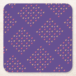 Paarse driehoek geometrisch patroon kartonnen onderzetters