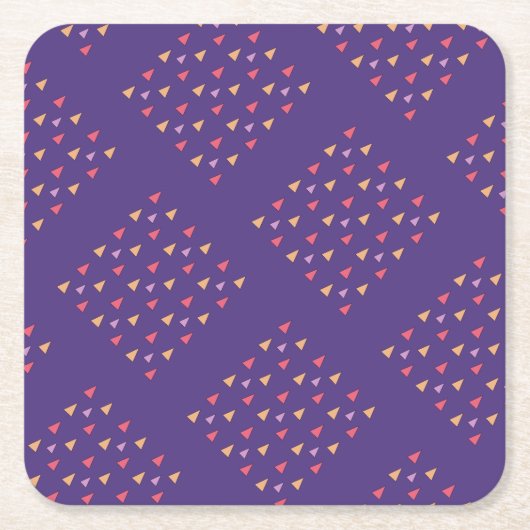 Paarse driehoek geometrisch patroon kartonnen onderzetters (Voorkant)