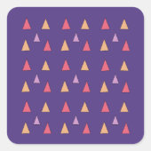 Paarse driehoek geometrisch patroon vierkante sticker (Voorkant)