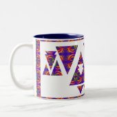 Paarse driehoeken en pijlen tweekleurige koffiemok (Links)
