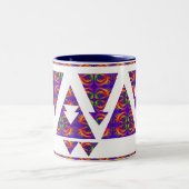 Paarse driehoeken en pijlen tweekleurige koffiemok (Center)