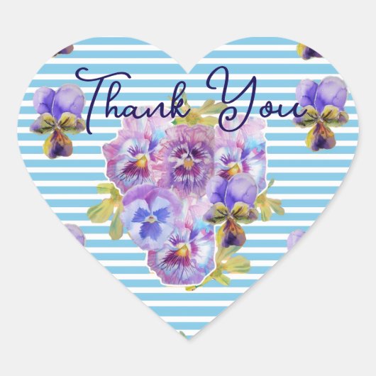 Paarse driekleur viooltje bloem patroon dank je hart sticker (Voorkant)