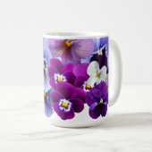 Paarse driekleurig bloem koffiemok (Voorkant rechts)