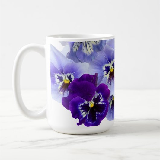 Paarse driekleurig bloem koffiemok (Links)