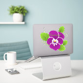 Paarse driekleurige bloem Thunder_Cove Sticker (Laptop op bureau)