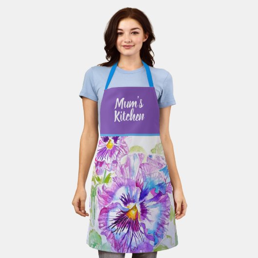 Paarse driekleurige viooltjes bloem Kerstmis Schort (Gedragen)