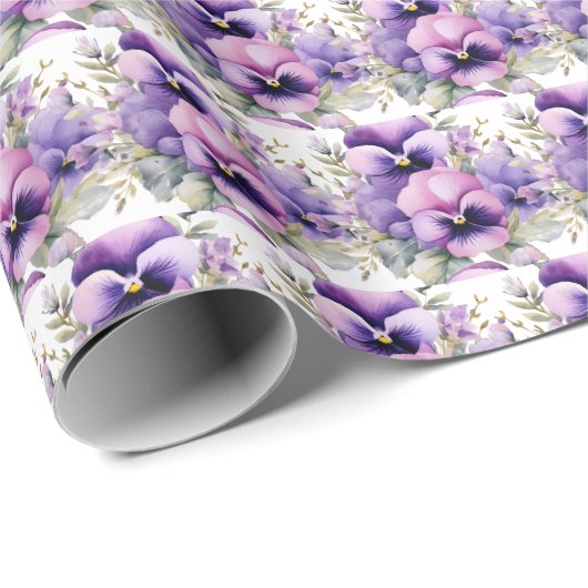 Paarse driekleurige viooltjes cadeaupapier (Rol Hoek)