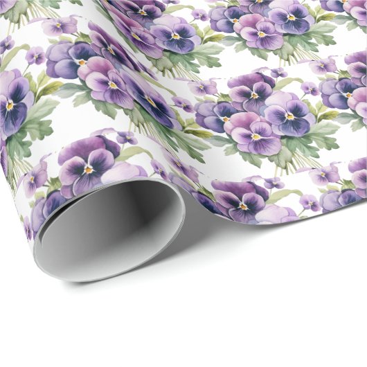 Paarse driekleurige viooltjes cadeaupapier (Rol Hoek)