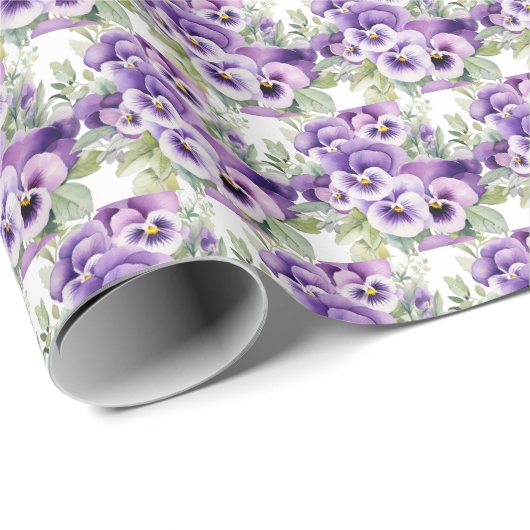 Paarse driekleurige viooltjes cadeaupapier (Rol Hoek)