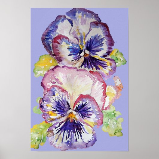 Paarse driekleurige viooltjes kunst bloem bloemen  poster (Voorkant)