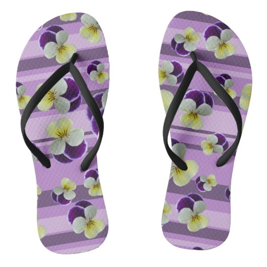 Paarse driekleurige viooltjes teenslippers (Voetbed)