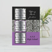 paarse drievoudige foto-Afstuderen Kaart (Staand voorkant)