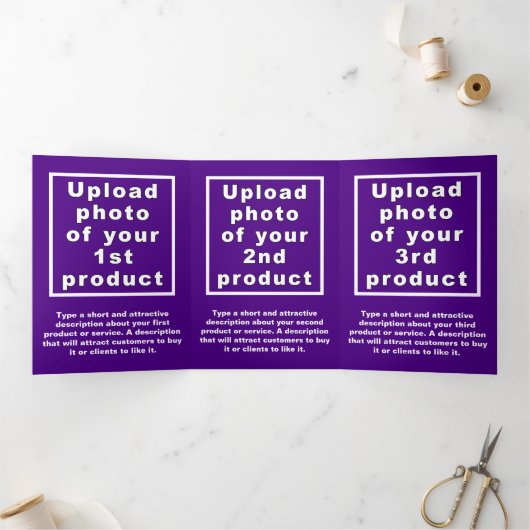 Paarse drievoudige Kaart voor zakelijke producten (Binnen)