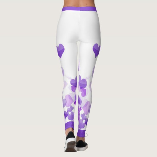 Paarse drijvende harten leggings (Achterkant)
