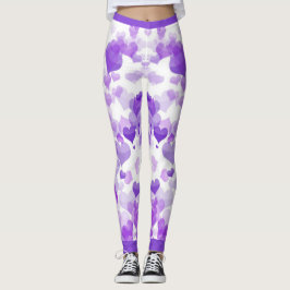 Paarse drijvende harten leggings