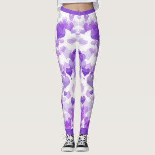 Paarse drijvende harten leggings