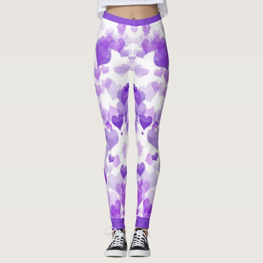 Paarse drijvende harten leggings (Voorkant)