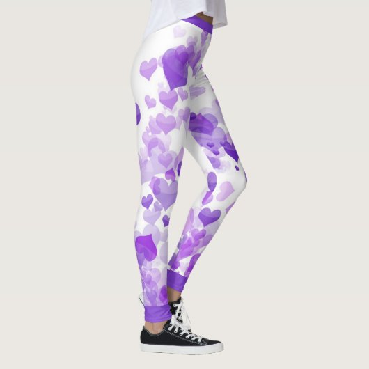 Paarse drijvende harten leggings (Rechts)