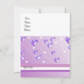 Paarse drijvende harten uitnodiging op feestdag (Achterkant)