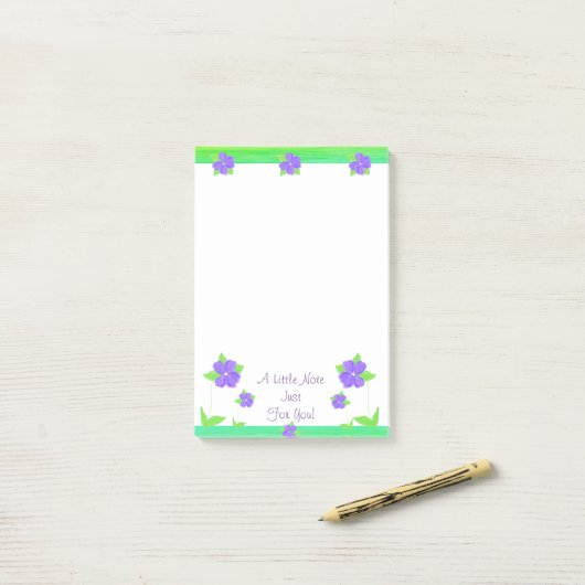 Paarse drijvende noot post-it® notes (Op bureau)