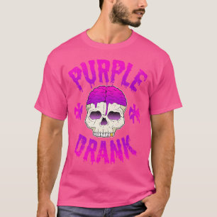 Paarse Drink Codeine Skull Lean Rap Hip Hop Gift T-shirt