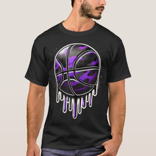 Paarse Drip Basketbal Camouflage T-shirt (Voorkant)