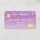 Paarse Drip Glitter-look-creditcard Visitekaartje (Voorkant)